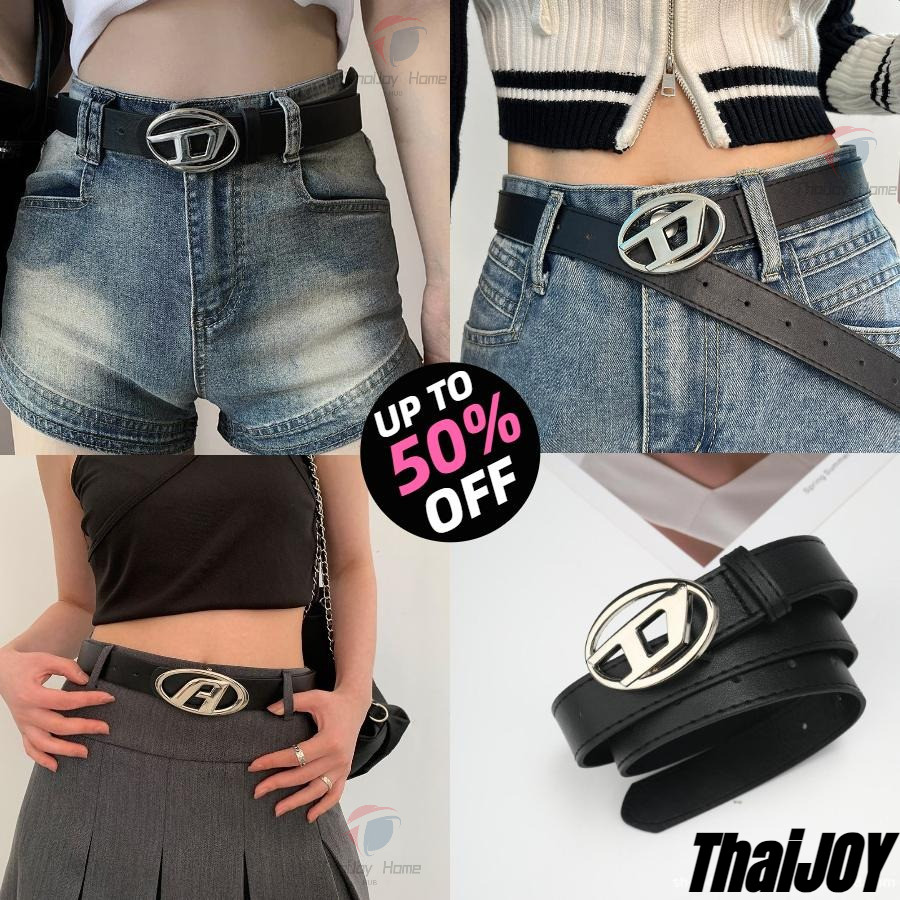 พร้อมส่ง ผู้ชาย Y2k เข็มขัด Luxury Letter D เข็มขัด Punk PU หนังโลหะหัวเข็มขัดเข็มขัดกางเกงตกแต่งเรียบง่ายโลโก้เข็มขัด