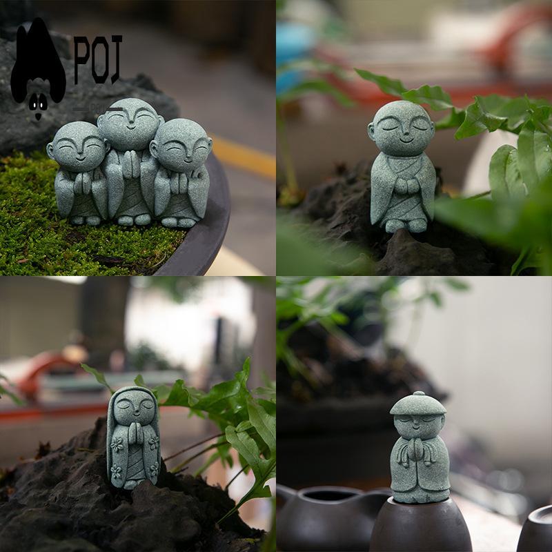 Jizo Monk Landscape Decor - รูปปั้นกุ้งเรียบง่ายสําหรับตู้ปลา