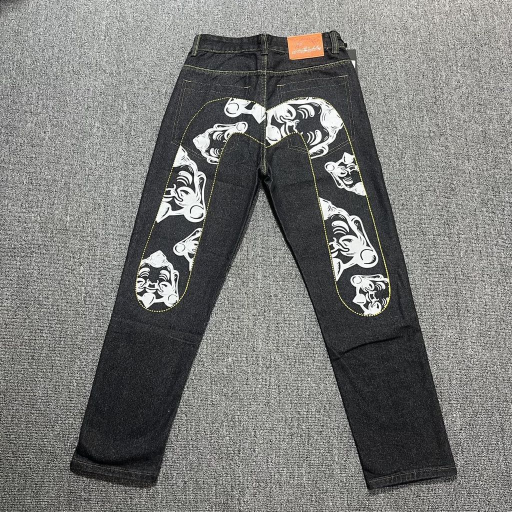 Evisu กางเกงยีนส์ทรงตรง ปักลายสำหรับผู้ชาย