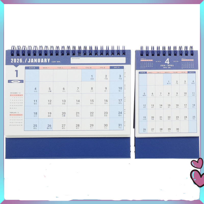 2 ชิ้นโต๊ะทํางานปฏิทินรายวัน Calander Essentials น่ารักขนาดเล็ก zhcxxz