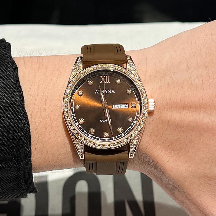 นาฬิกาข้อมือ AIMANA รุ่น 8611 Rose Gold หน้าปัด 40 มิล สาย Silicone สไตล์สปอร์ตหรูหราหน้าปัดประดับเพ