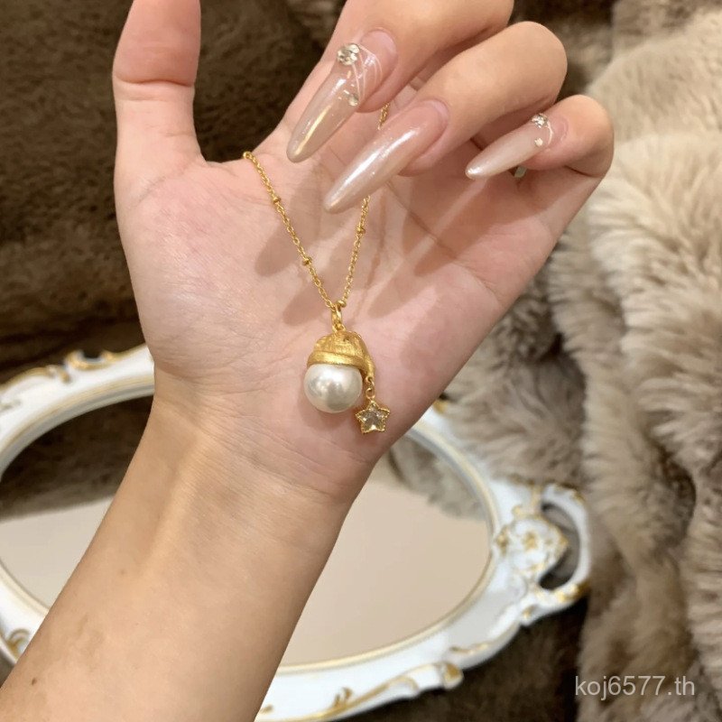 พวงมาลัยทองสตาร์ AU750 18K คลาวิกอล์ด กะลาสีทองพร้อมอัญมณีมุก