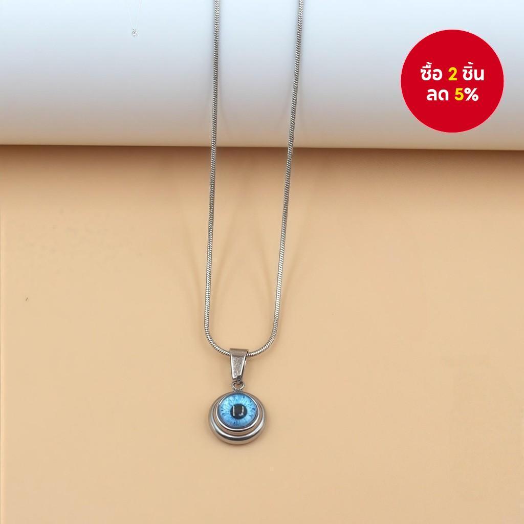 สร้อยคอจี้ Mystic Angel Eye & Evil Eye สําหรับผู้หญิง พร้อมจี้แก้วสีน้ําเงิน ดีไซน์โซ่เงินรูปงู สําหรับสวมใส่เพื่อป้องกันและแฟชั่น