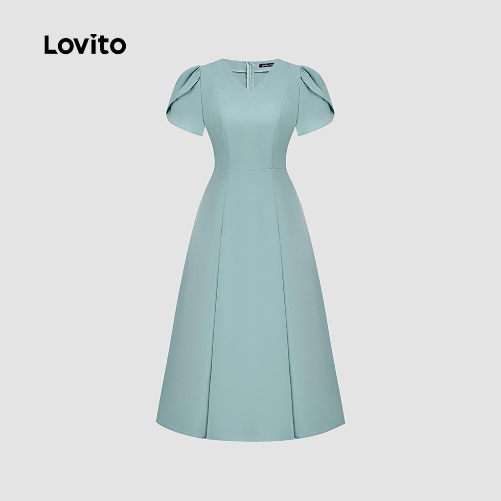 Lovito ชุดเดรสหรูหราสองชั้นสำหรับฤดูใบไม้ผลิ/ฤดูร้อน สีเขียว สำหรับผู้หญิง L157ED490 - รูปที่ 3