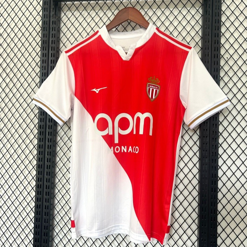 AS Monaco 2025/26 Fans Edition Home Shor Sleeves Football Jersey Men เสื้อยืดแห้งเร็ว 8 POGBA