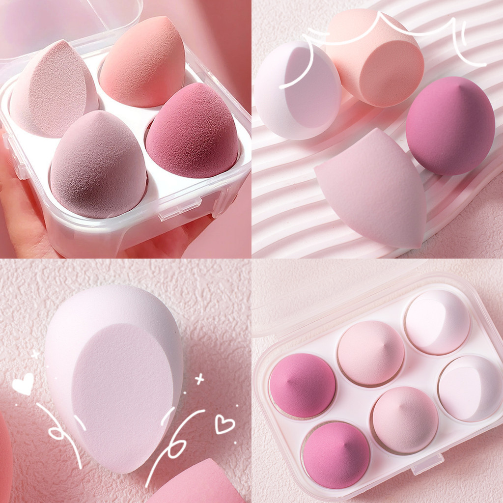 พัฟ ฟองน้ำแต่งหน้า กล่อง Boxed Beauty Egg Puff Air Cushion ฟองน้ําแต่งหน้าแต่งหน้าไข่ Multicolor เคร