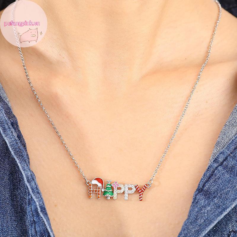 Pufangpink คริสต์มาสสร้อยคอต่างหูสําหรับผู้หญิงสาวแฟชั่นเครื่องประดับสําหรับสุภาพสตรีอินเทรนด์คริสต์