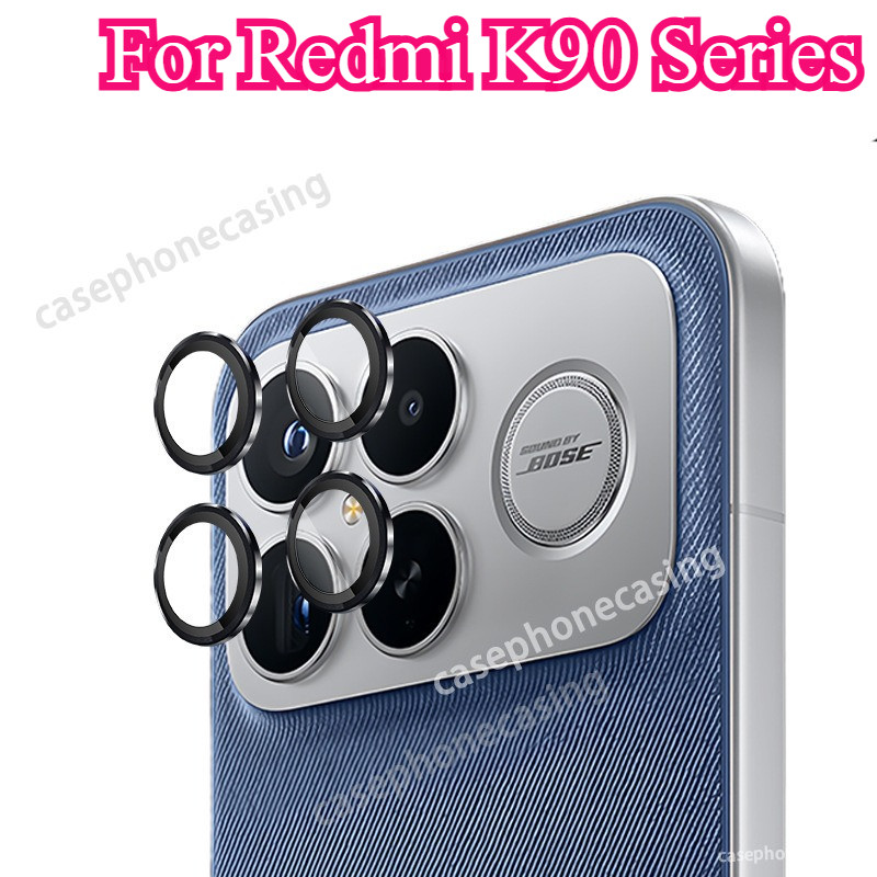 ตัวป้องกันกล้องสําหรับ Redmi K90 Pro Max K90ProMax 5G 2025 กรณี 3D ฝาครอบโค้งกระจกนิรภัย Matel แหวนกล้องเลนส์ป้องกันฟิล์ม