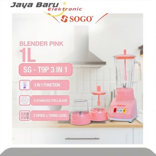 SOGO Blender 1 Liter 3in1 Plastik Anti Pecah  Pisau Stainless Steel Mesin Halus Pink SG-T9P