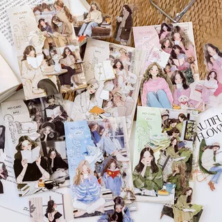 Journamm 30pcs สติกเกอร์สมุดภาพ Vintage Elegant วรรณกรรมอ่านสาว Scrapbooking Junk Journal หัตถกรรมปักสติกเกอร์ตกแต่ง
