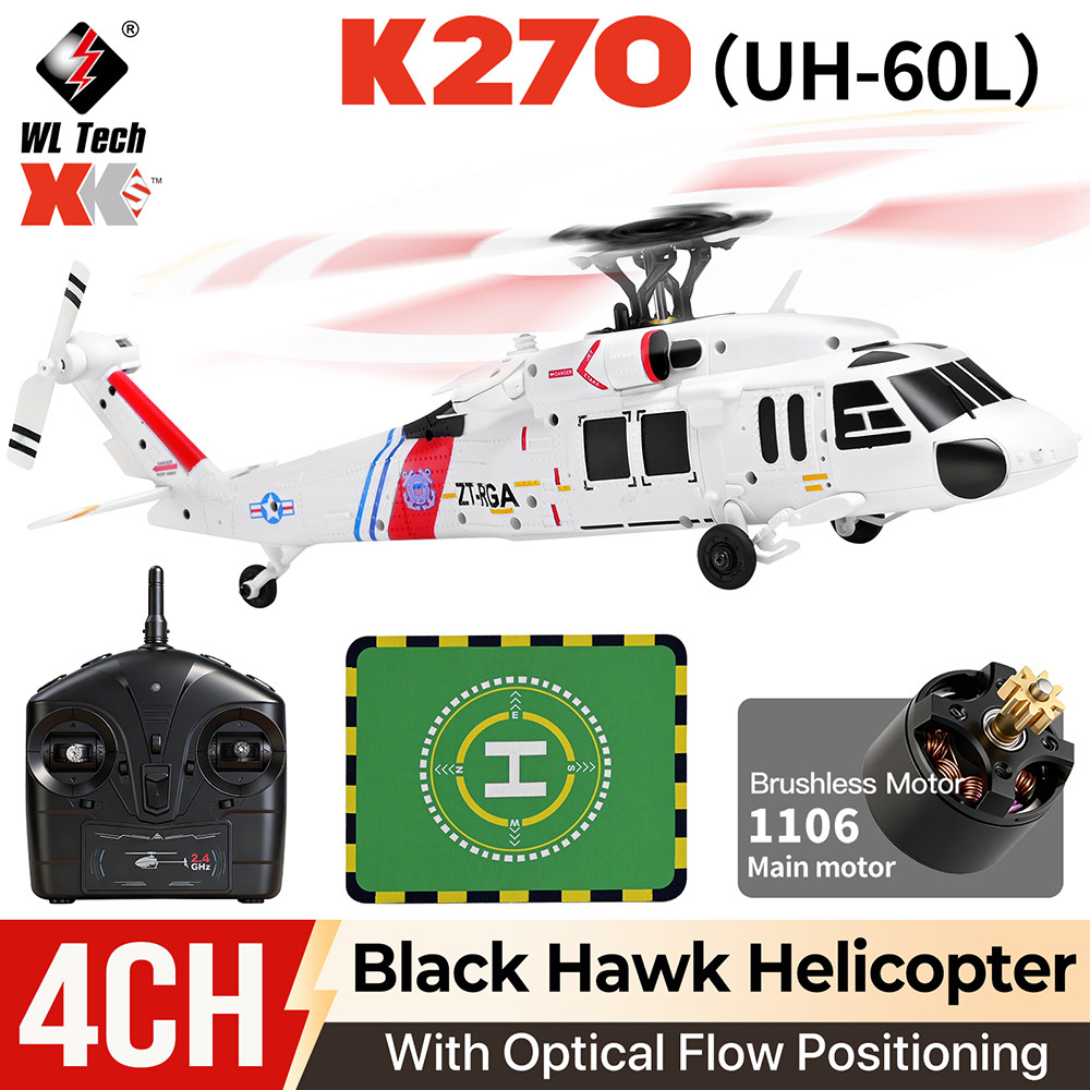 4CH Brushless Wltoys K270 Black Hawk (UH-60L) - 6-Axis Gyro Optical Flow | 8Min Flight RC Helicopter