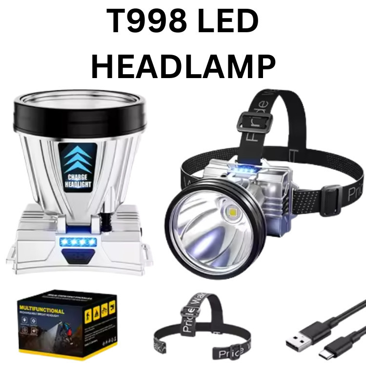 T998 LED ไฟหน้า 99W ชาร์จกันน้ํา 72H แบตเตอรี่ 5KM Range Torchlight สําหรับตกปลาตกปลากลางแจ้งและฉุกเ