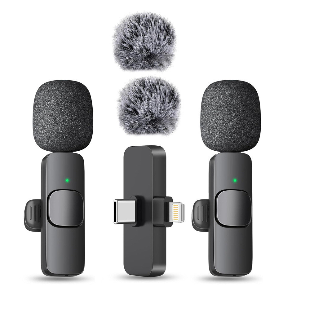 ไมโครโฟนแบบหนีบเสื้อ K1K8K9 หนึ่งสําหรับสองลดเสียงรบกวนโทรศัพท์มือถือไมโครโฟนสดลดเสียงรบกวน 11/29