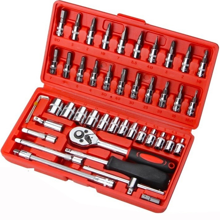 ชุดบล็อกประแจ เครื่องมือช่าง ชุดประแจบล็อก 46 ชิ้น บล็อก 1/4 ชุดบล็อก ประแจ Hand Tools ชุดเครื่องมือ - รูปที่ 2