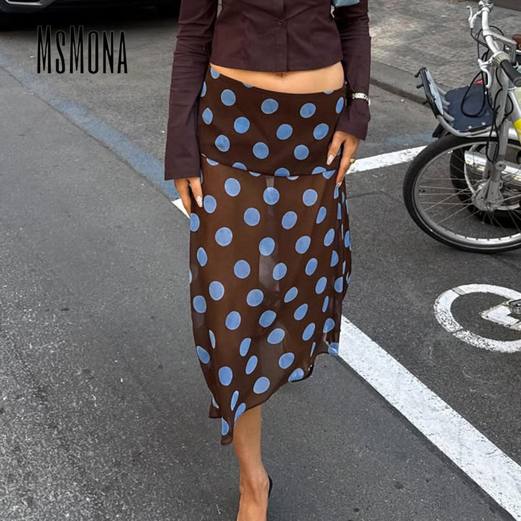 กระโปรงยาวซีทรูแบบใหม่ ลายจุด สไตล์เซ็กซี่ สำหรับผู้หญิง