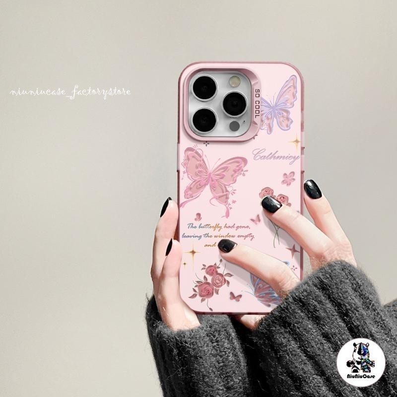 ผีเสื้อดอกไม้ เคสโทรศัพท์มือถือ For iPhone 11 12 13 14 15 16 17 Pro Max X 7 8 Plus SE ซิลิโคนุ่ม เคส สีเงิน เคสไอโฟนสวยๆ - รูปที่ 2