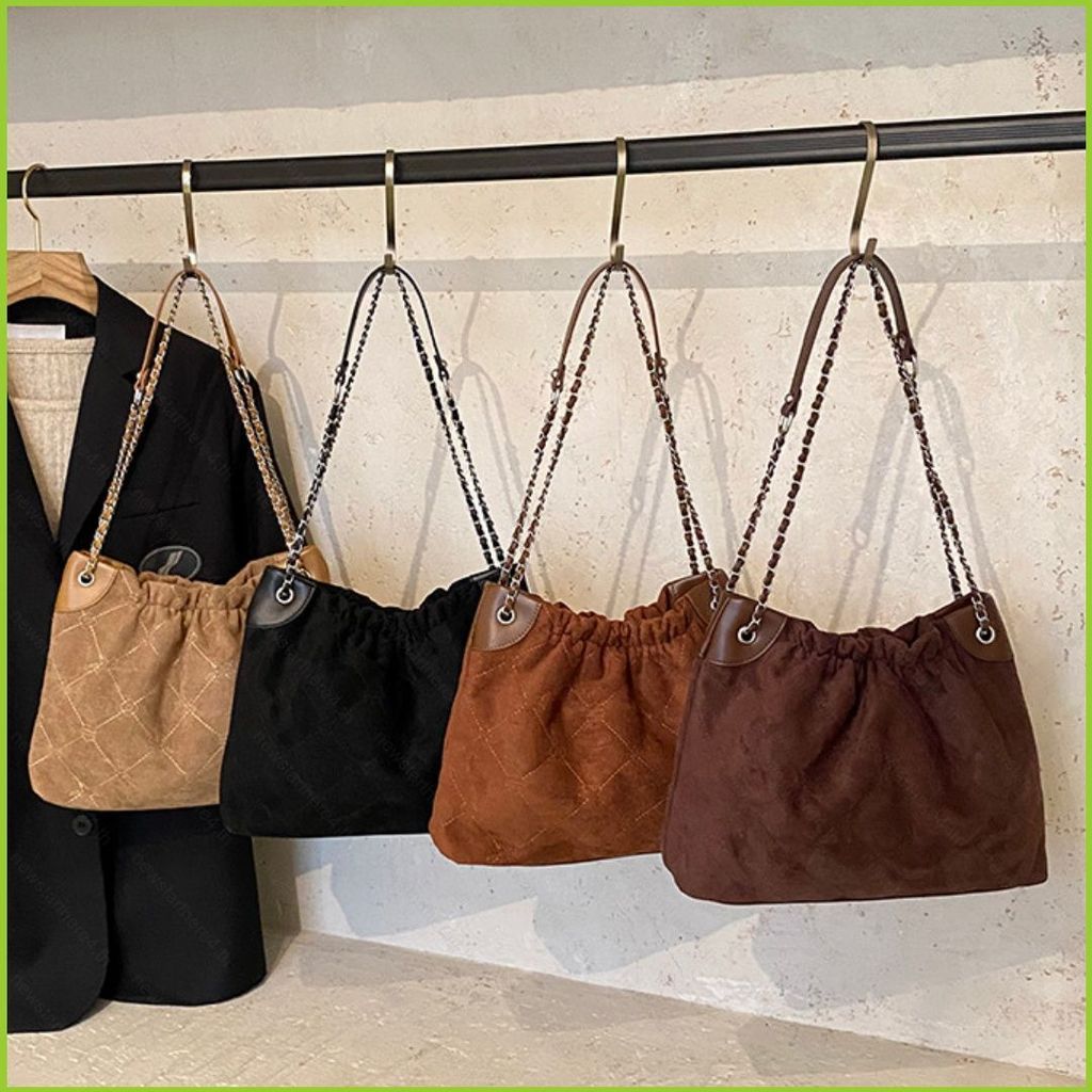 NS4 Lazy Retro Suede หมอนกระเป๋าสําหรับผู้หญิงแฟชั่นแบบพกพาโลหะและหนัง Crossbody กระเป๋า SN4