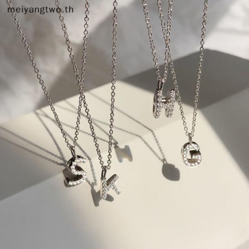Meiyangtwo.th แฟชั่น Shining AZ จี้ตัวอักษร Charm สร้อยคอ 26 ตัวอักษรเริ่มต้นชื่อ Clavicle Chain เคร