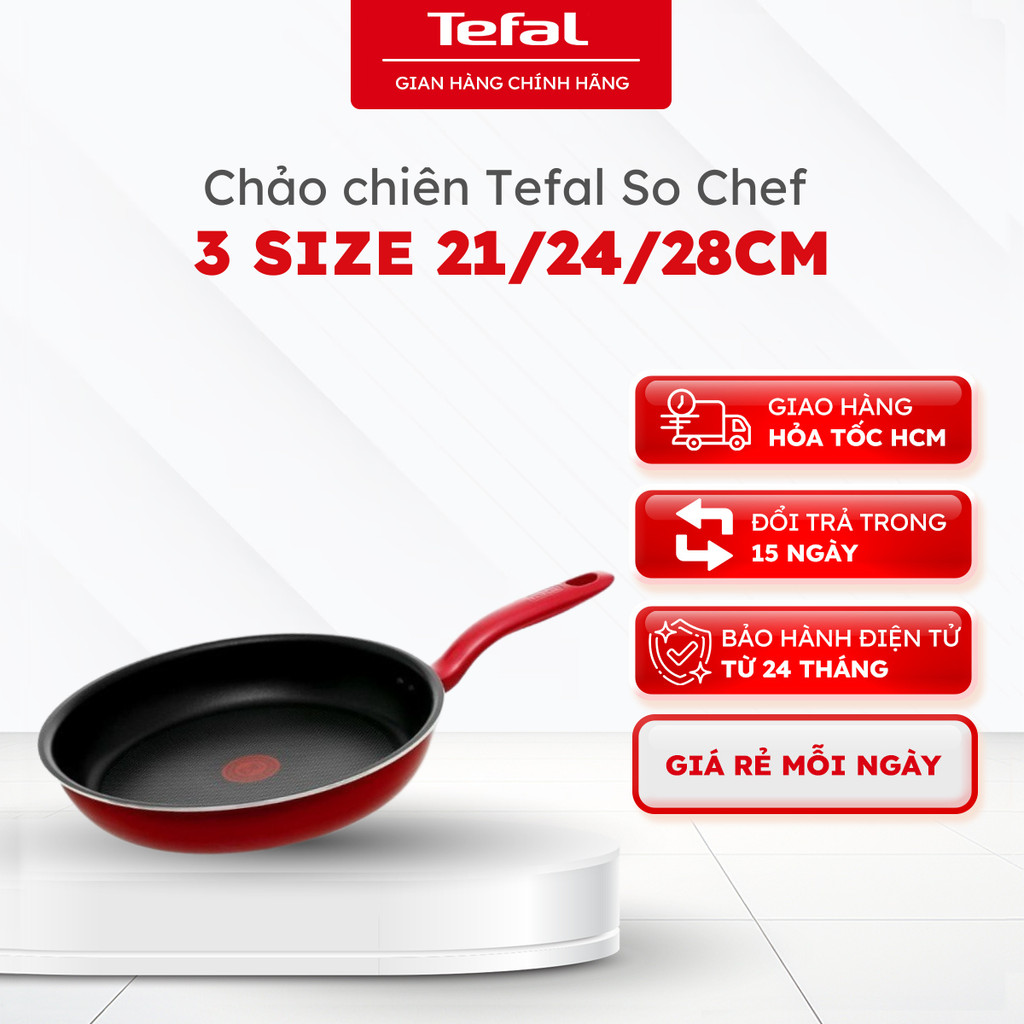 Tefal So Chef กระทะทอด 3 ขนาด 21/24/28cm - ของแท้ 12 เดือน