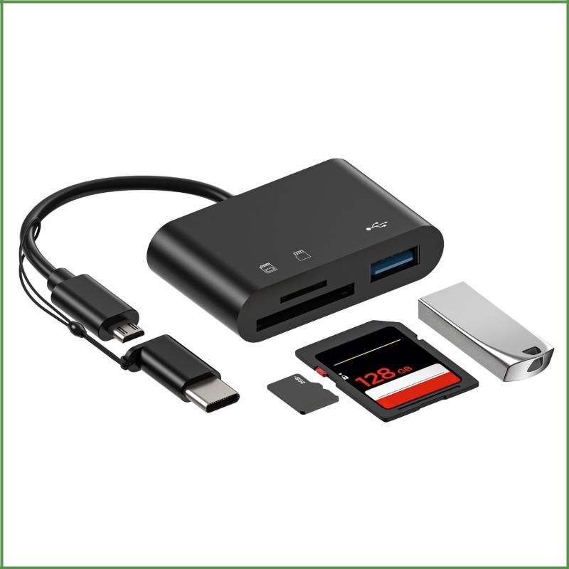 BON OTG เครื่องอ่านการ์ดแฟลชไดรฟ์ USB Micro B OTG TF SD เครื่องอ่านการ์ด 5in1 ความเร็วสูง