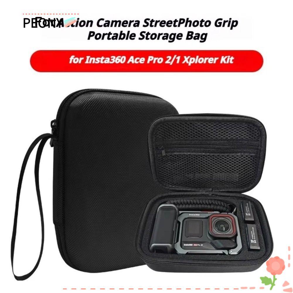 PEONYPAVILION กระเป๋าเก็บ, สําหรับ Insta360 Ace 2/1 Xplorer Grip Shock Resistance Carrying, Professi
