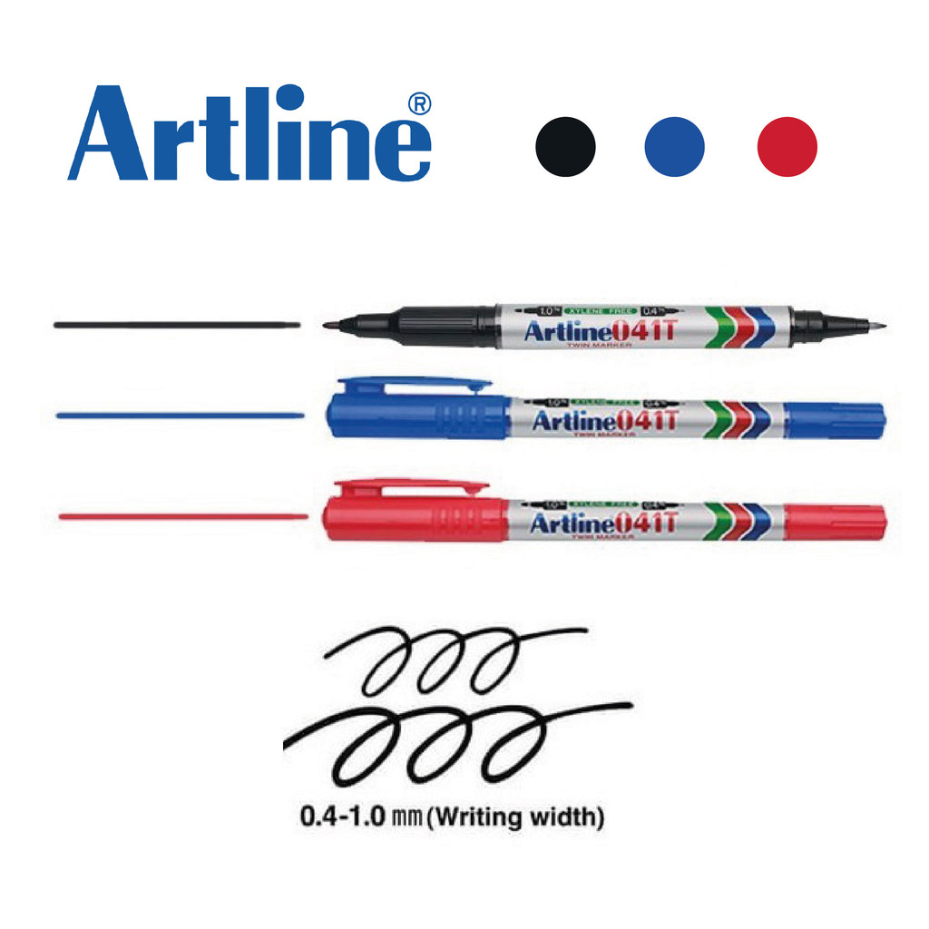 Artline EK-041T ปากกามาร์กเกอร์ถาวรคู่ 0.4&1.0mm