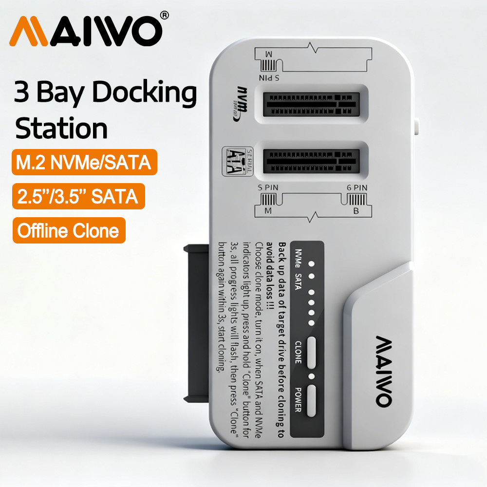MAIWO 2.5/3.5 นิ้ว SATA HDD/SSD กรณี M.2 NVMe/SATA SSD Enclosure อะแดปเตอร์ USB3.2 Gen2 USB C ภายนอกกรณีรองรับ Offline Clone
