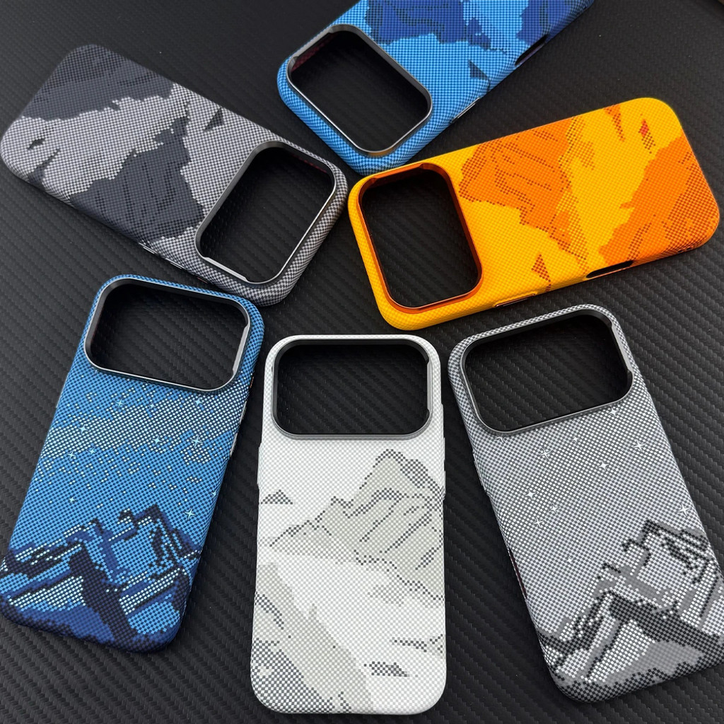Mountain peaks และ valleys เคสแข็งสีน้ําเงินสําหรับเคส iphone 17 16 15 pro max