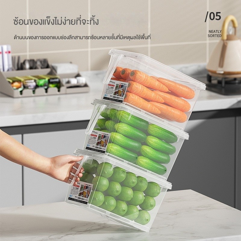 กล่องเก็บของในตู้เย็น กล่องเก็บไข่ แบบลิ้นชัก ตู้เย็น กล่องไข่ อาหารแช่แข็ง กรอบ