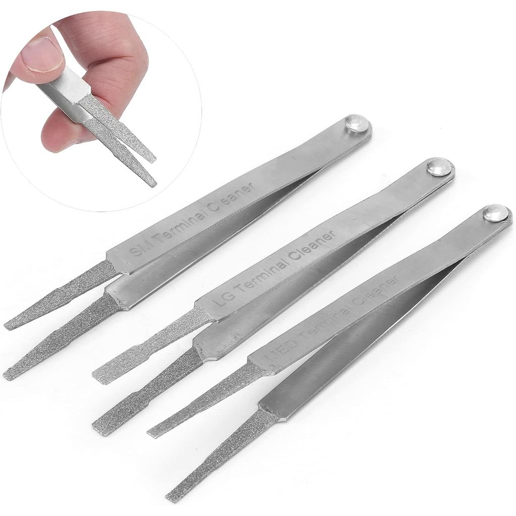 3Pcs Diamond Grip Terminal Cleaner Set, Electrical Terminal Cleaner for Small Electrical Spade Pin C