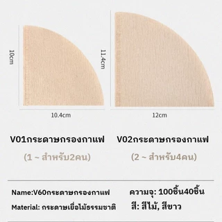 กระดาษกรองกาแฟ 40/100 แผ่น ทรง V กรองกาแฟ กระดาษกรองกาแฟดริป กรองไม่มีสารตกค้างและกลิ่น