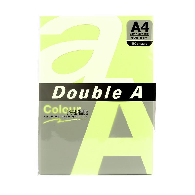 กระดาษการ์ดสี Double A ขนาด A4 หนา 120 แกรม สีเขียว (แพ็ค 50 แผ่น)