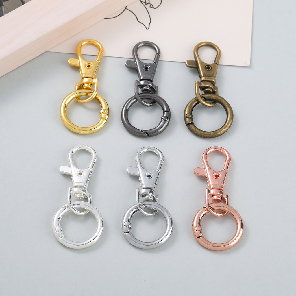 5ชุด ตะขอก้ามปู ตะขอหมา อะไหล่พวงกุญแจ หมุนได้ พร้อมห่วงสปริงกลม สำหรับ DIY และตกแต่งกระเป๋