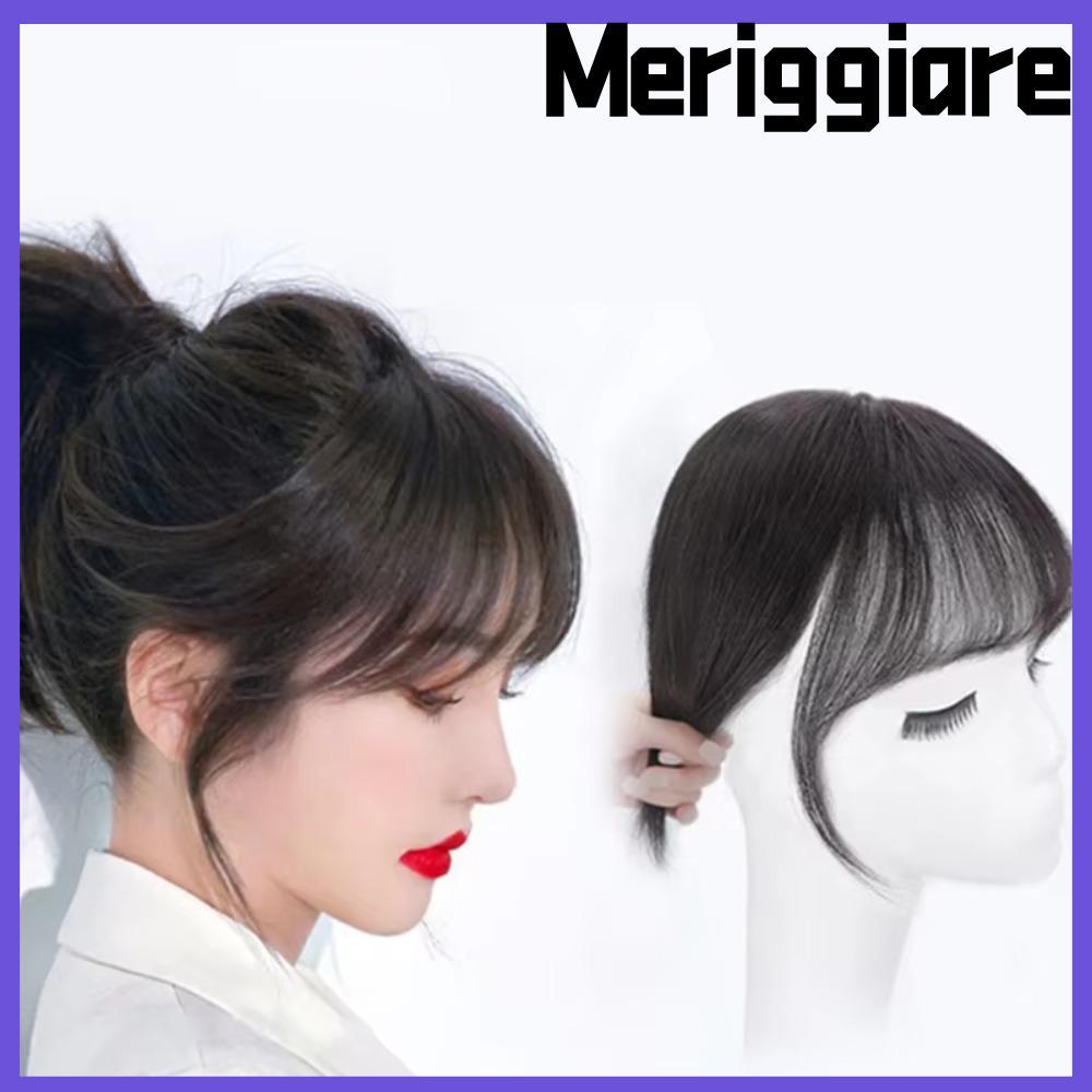 MERIGGIARE French Bangs, Black Eight Character Fake Bangs, Fashion Breathable Ultralight Air Bangs P