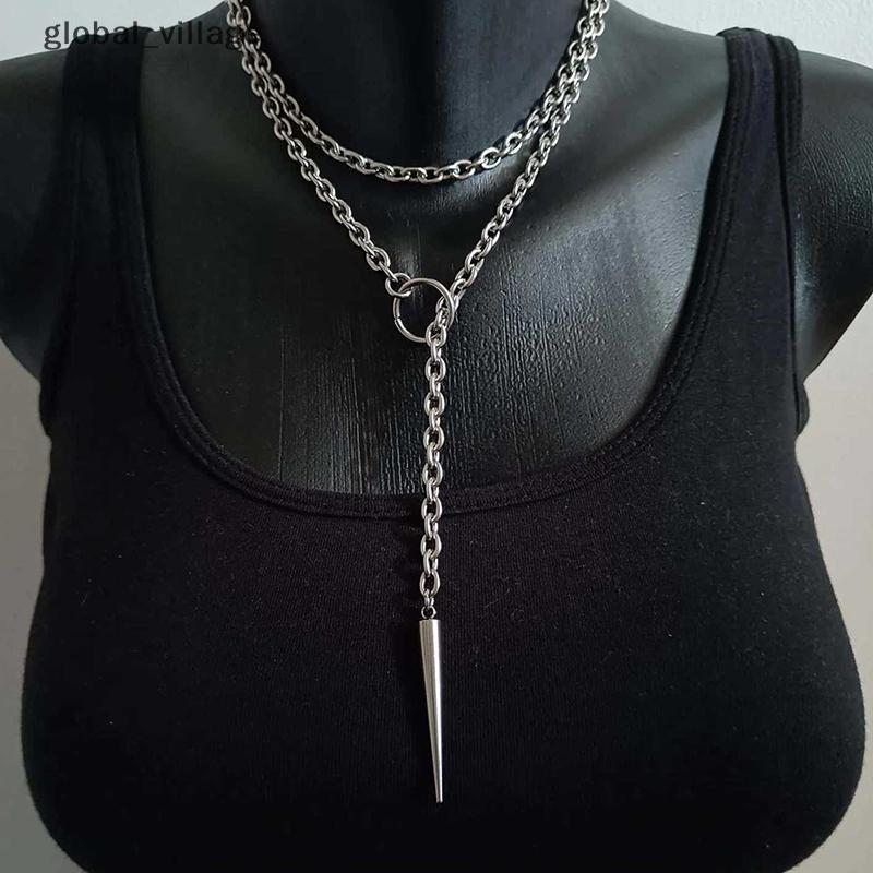 สร้อยคอมัลติฟังก์ชันสไตล์punk กะทัดรัดด้วยการออกแบบ O-ring ในสไตล์ Y2K อินเทรนด์ สำหรับผู้หญิง