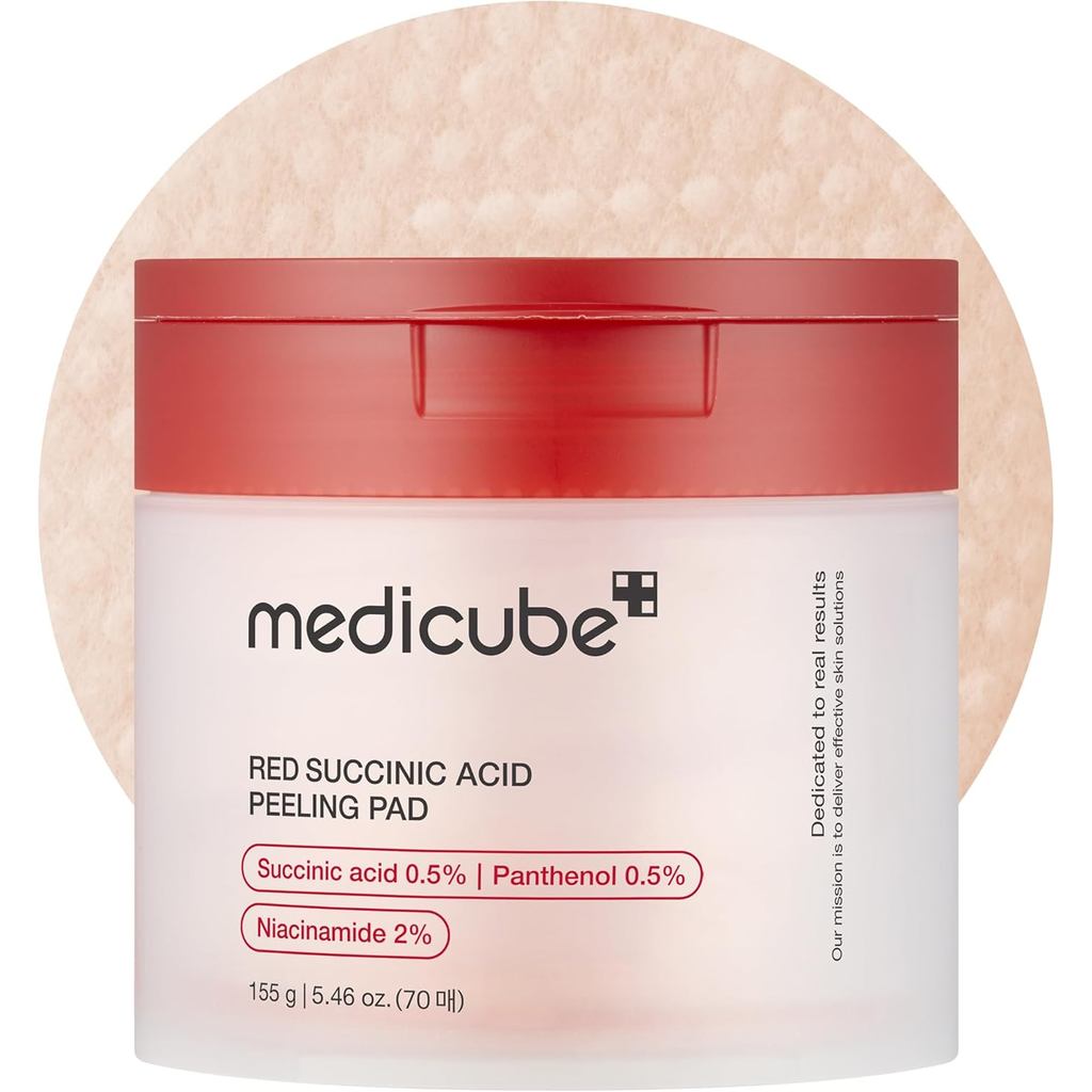 MedicubeRedSuccicacidPanthhenolFacialPeelingPads-ExfoliatingTonerPadsforBreakout-PronewithNiacinamid