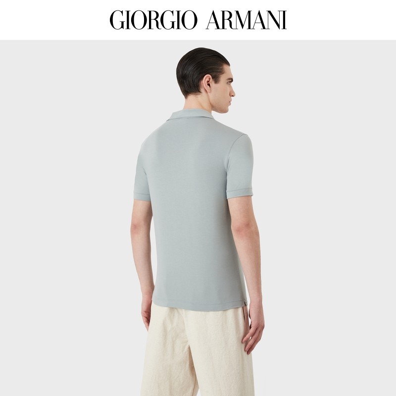 GIORGIO ARMANI/ARMANI 2023 เสื้อโปโลแขนสั้นผู้ชายลําลองแขนสั้นต้นฤดูใบไม้ร่วง