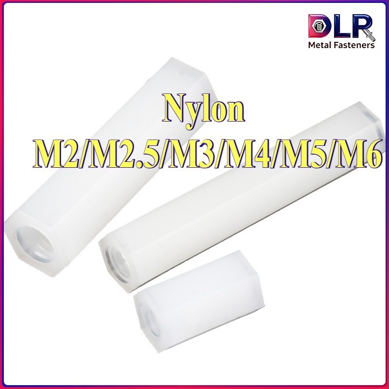 คอลัมน์พลาสติกหกเหลี่ยมหัวแบนรูผ่านสองด้าน ไนลอนสีขาว กันไฟฟ้า นํ้าหนักเบา กั้นระยะคงที่ ขนาด M2-M6 