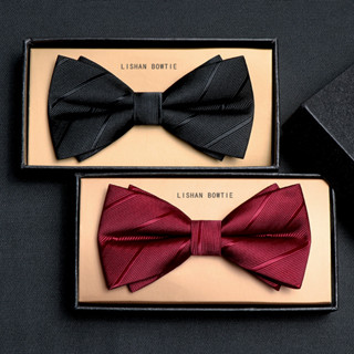 เนคไทโบว์สำหรับผู้ชาย สไตล์ไฮเอนด์ สีดำคลาสสิก เหมาะสำหรับเจ…