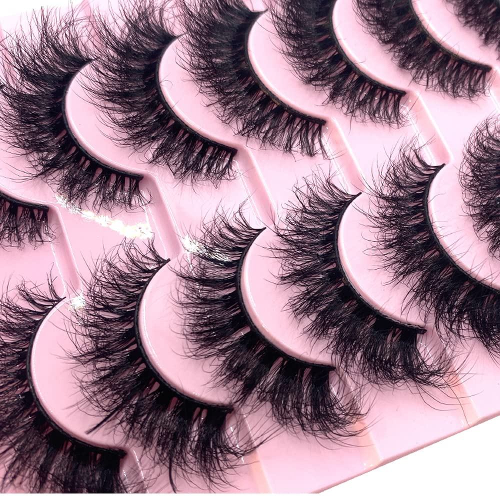 HBZGTLAD ใหม่ 10 คู่ 3D Mink Lashes ขนตาปลอม Handmade Wispy Fluffy Long Lashes ธรรมชาติ Eye แต่งหน้า