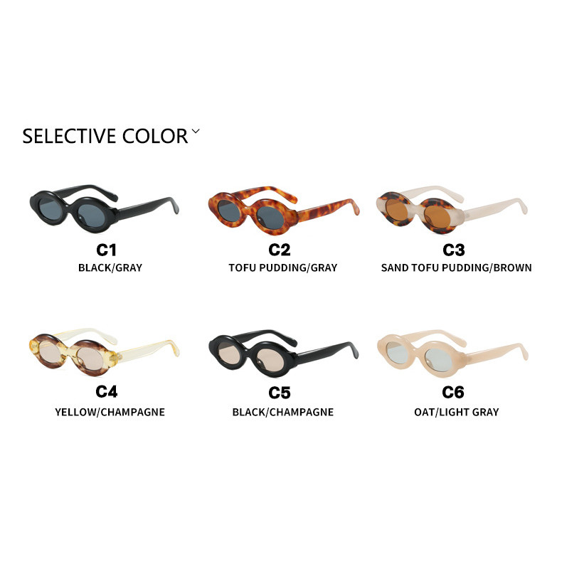 แว่นกันแดดทรงกรอบวงรี สไตล์ยุโรปและอเมริกา แฟชั่นฮิปฮอปทันสมัย - รูปที่ 4