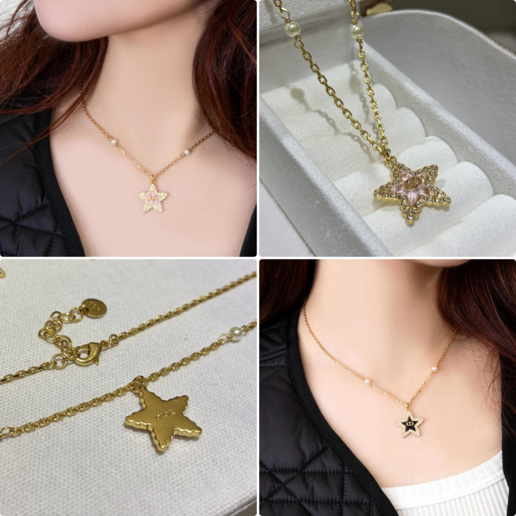 【ก่อนสั่งสอบถาม】ราคา2000 DDD สร้อยคอ ทรงดาวห้าแฉก ประดับคริสตัล สีทอง