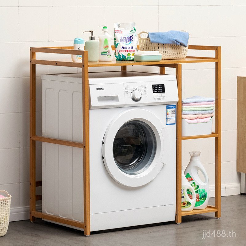 เครื่องซักผ้าชั้นวางห้องน้ําระเบียงพื้นที่สร้างสรรค์การจัดเก็บด้านบนโต๊ะจัดเก็บชั้นวางห้องน้ําด้านบน