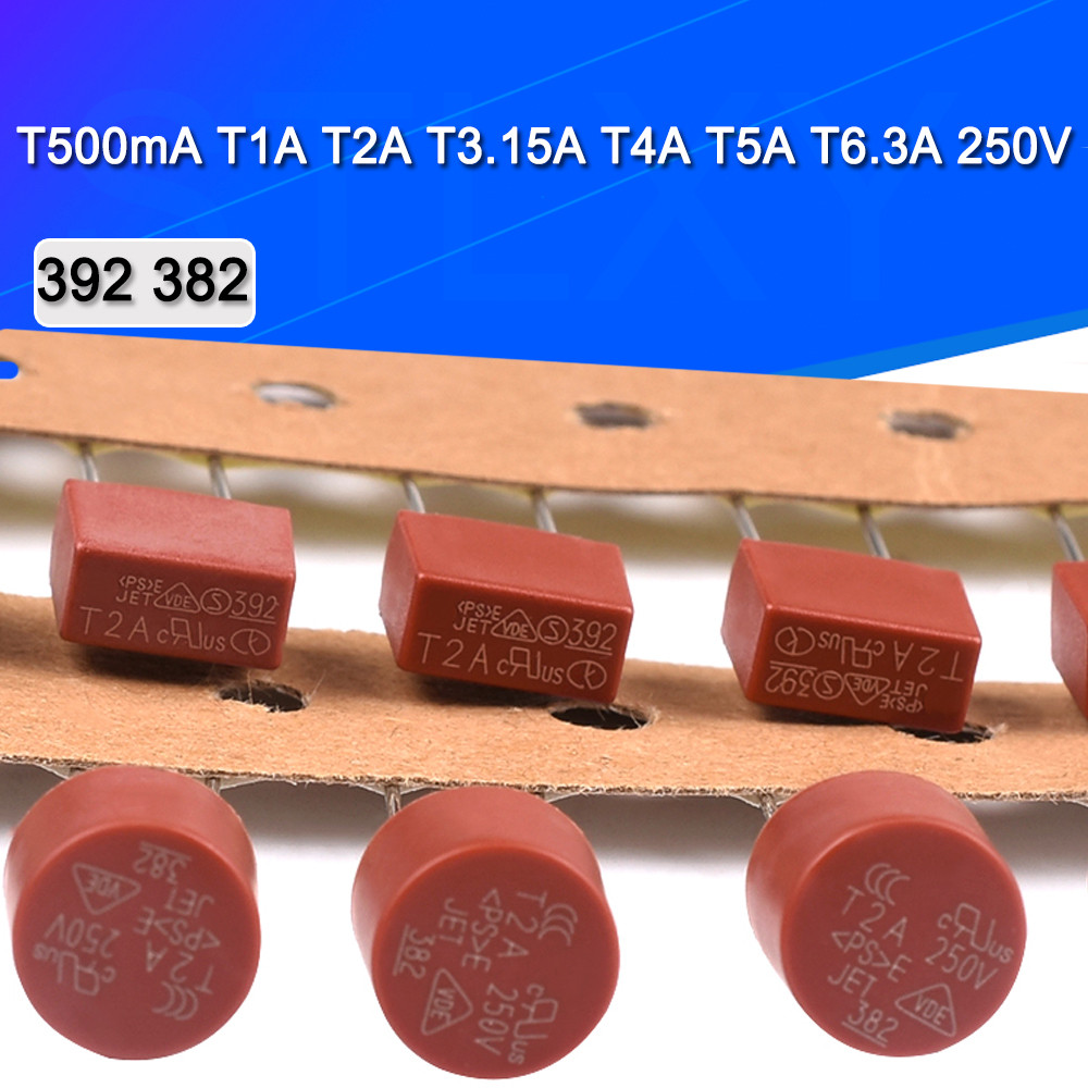 10 ชิ้น/ล็อตสแควร์รอบฟิวส์ T500mA T1A T2A T3.15A T4A T5A T6.3A 250V 392 382 พลาสติกฟิวส์ช้า T2A LCD TV Power Board