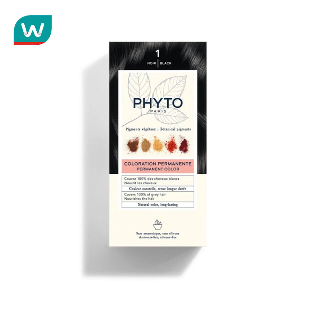 Phyto ฟีโท เพอร์มาเน้นท์ คัลเลอร์ ผลิตภัณฑ์ย้อมสีผมสูตรปราศจากแอมโมเนีย - 1 สีดำ