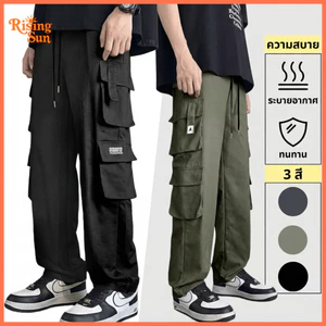 กางเกงยูทิลิตี้ขายาวผู้ชาย ไซส์ใหญ่ L-5XL 6 กระเป๋า ขากว้าง ทรงหลวม สไตล์สตรีท ใส่สบาย
