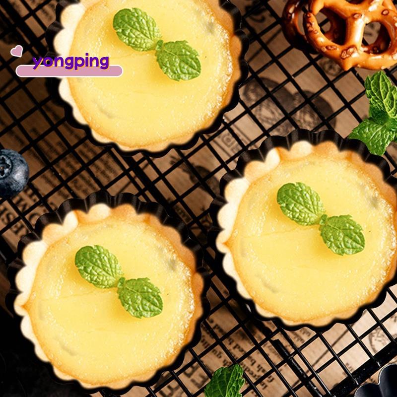 ชุดกระทะทาร์ต 6 ชิ้น, กระทะ Quiche ขนาด 4 นิ้วขนาดเล็กที่ถอดออกได้ด้านล่างกระทะ Quiche เหล็กคาร์บอนส