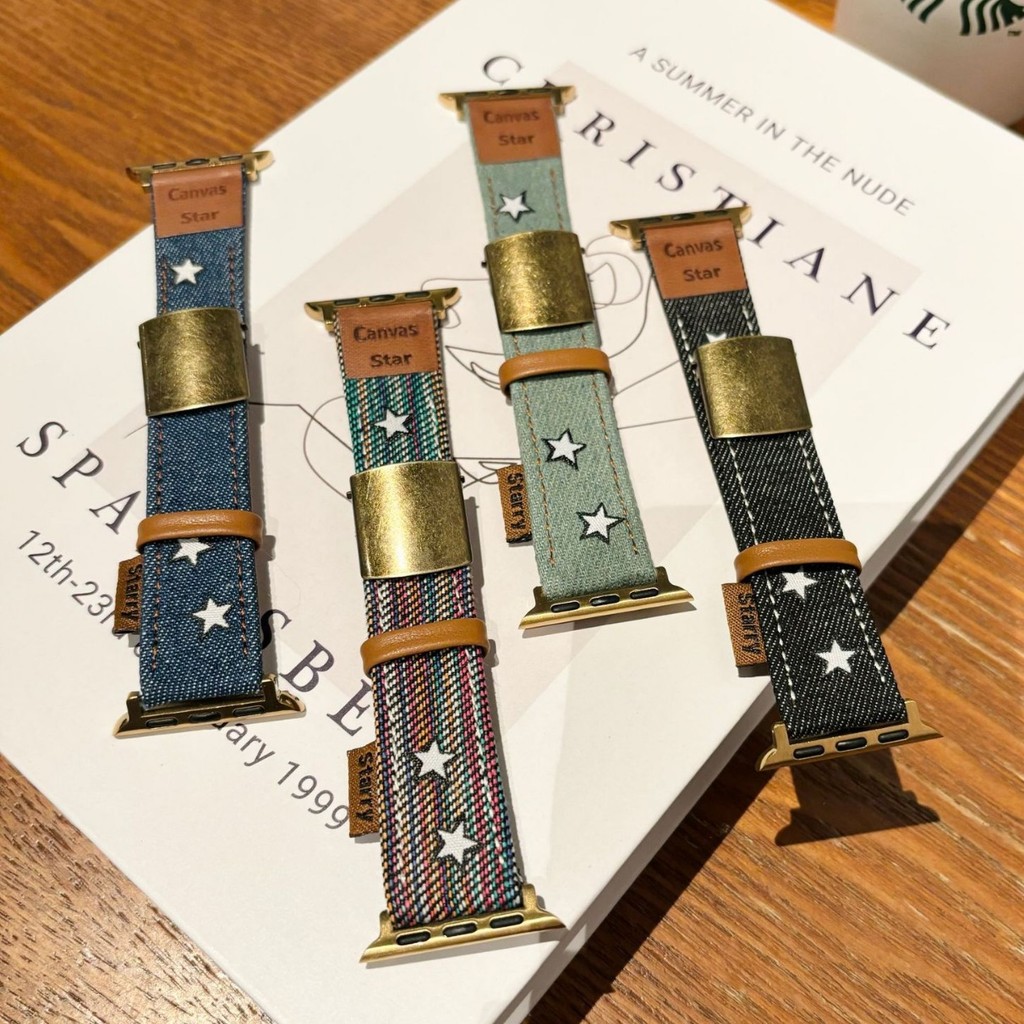 Retro Buckle Denim Strap Male/app-le watch Fashion Casual watch Strap Female iwatch98 Generation