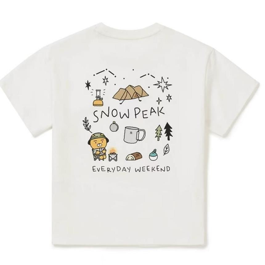 Spot Snow Peak เสื้อยืดแขนสั้นผ้าฝ้าย สไตล์ลำลองสำหรับกางเต็นท์กลางแจ้ง