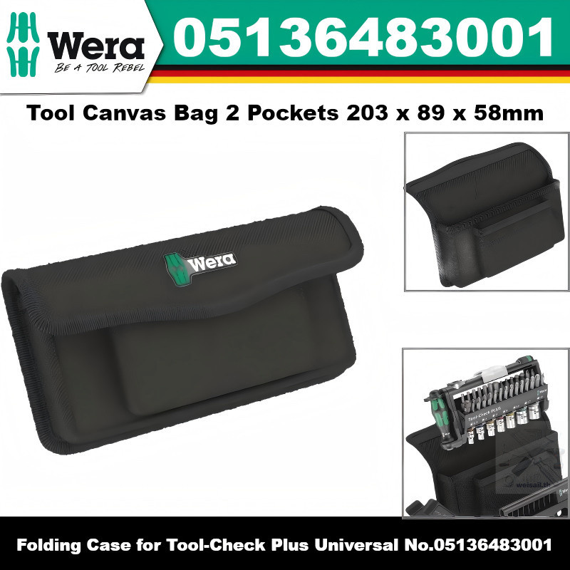 Wera Storage Bag Tool Pouch 203 x 89 x 58mm Canvas Bag Folding Case for Tool-Check Plus Universal No